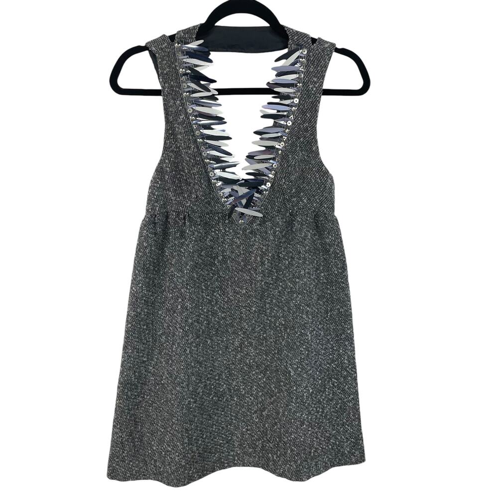 Anna Sui for Target Tweed Wool Blend Jagged Sequin Jumper Dress Gray Womens 1